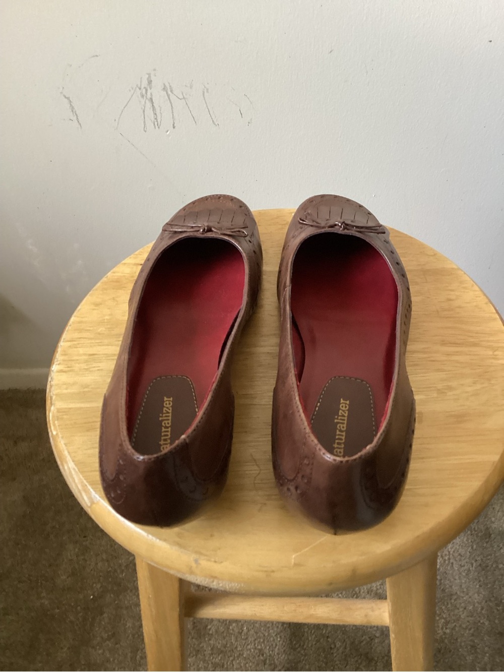 Naturalizer Brown Leather Kiltie Fringe Slip-On Loafers - Picture 3 of 6